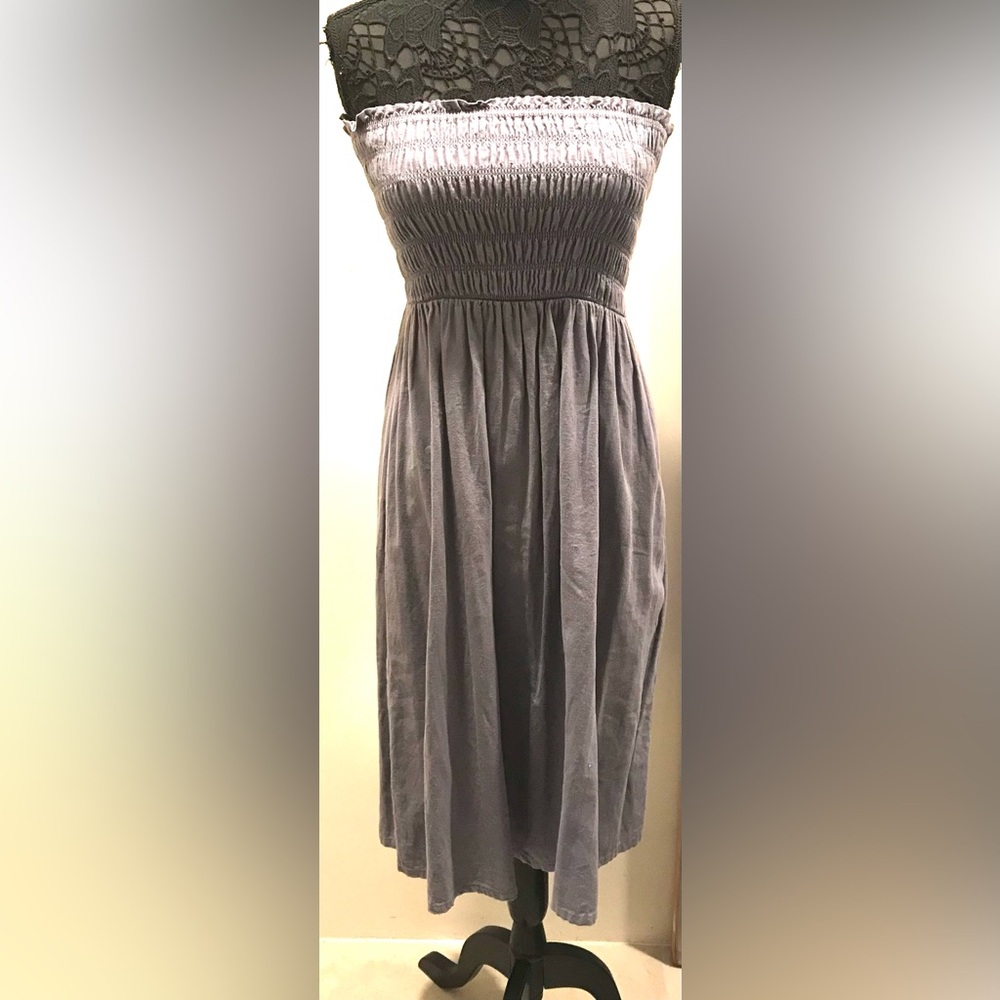 🎈Forever 21 Grey Blue cotton blend strapless dress